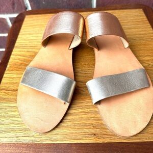 ABLE Joselyn Metallic Double Strap Sandals